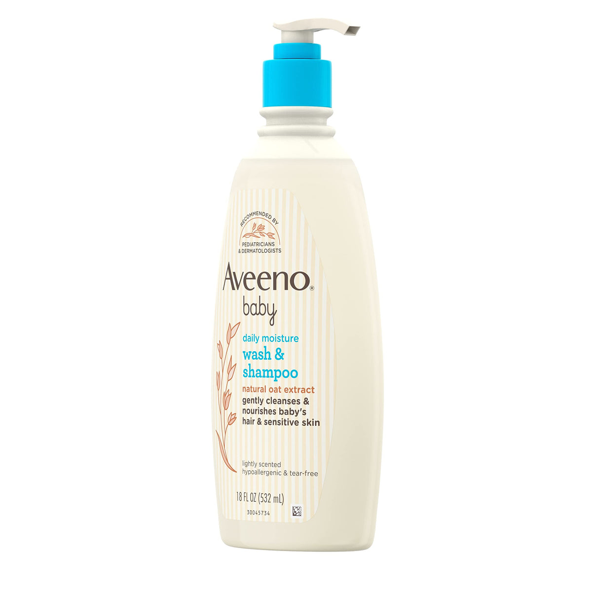 Aveeno Baby Daily Moisture Wash & Shampoo, Tear-Free, 18 fl. oz
