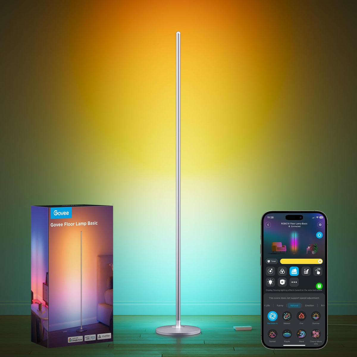 Govee RGBIC Floor Lamp Basic, 1000lm LED Corner Lamp