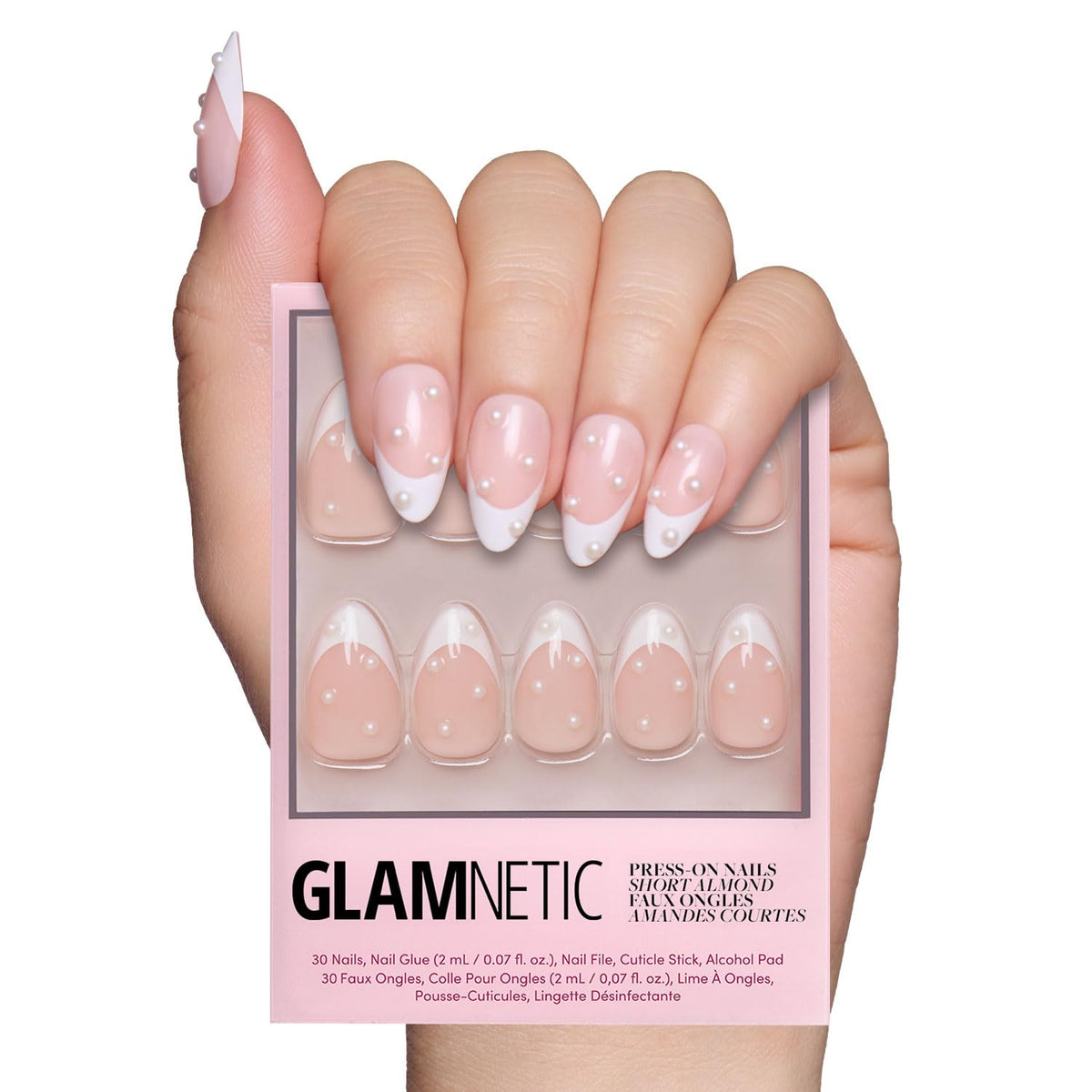 Glamnetic Press On Nails, Short Almond Glossy, Fake Nails 24pc Nail Kit