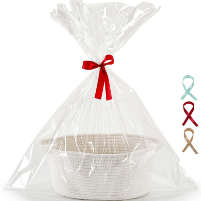Happyiren Brown Woven Cotton Rope Storage Basket with Lace Trim