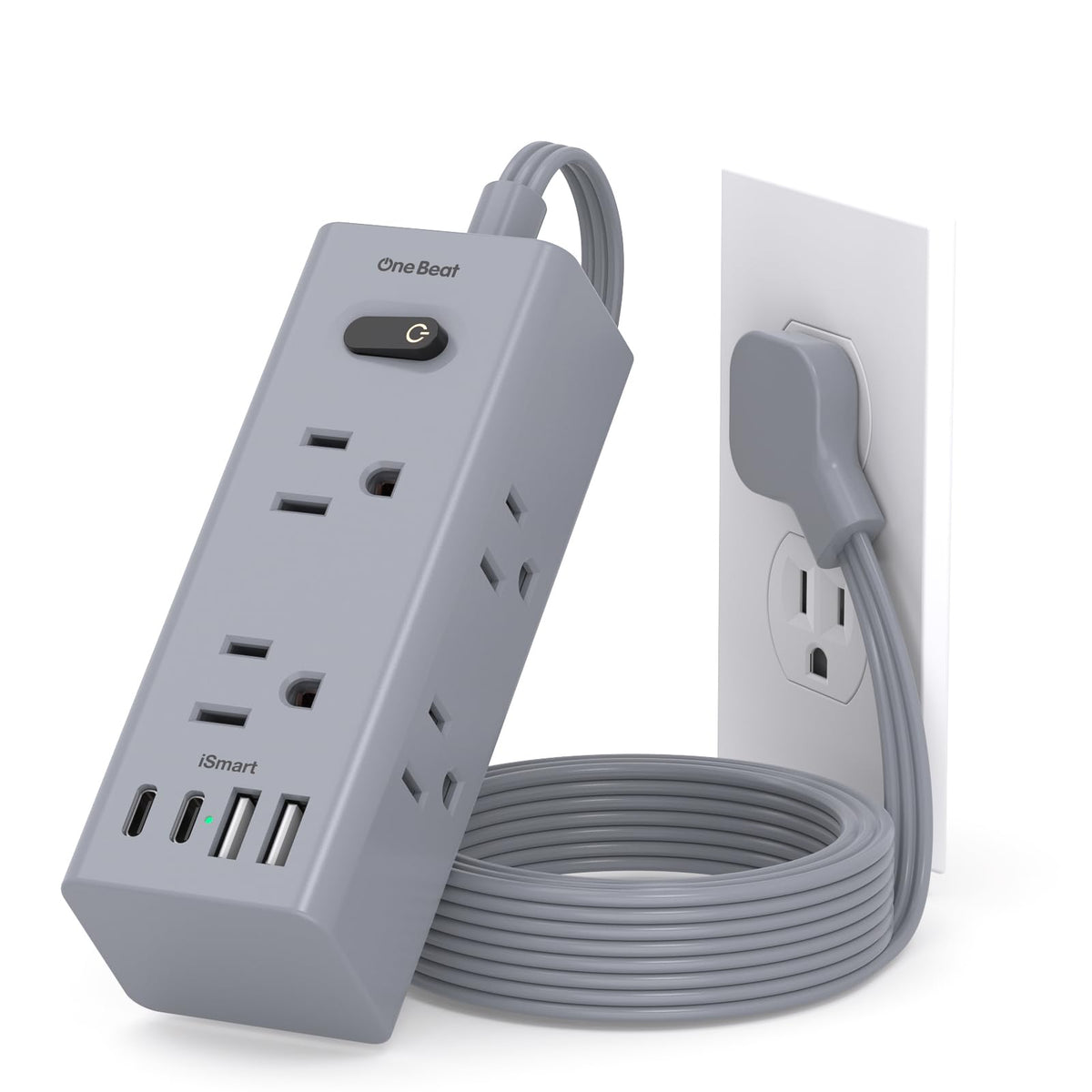One Beat 5Ft Extension Cord with Multiple Outlets,Flat Plug Power Strip