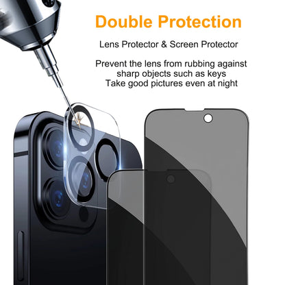PEHAEL for iPhone 18 Pro Privacy Screen Protector+Camera Lens Protector