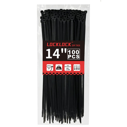 Black Zip Ties Assorted 12+8+6+4 inch, 200 Pack, Cable Ties, UV Resistant Wire Ties for Outdoor Use,Tie Straps, LOCKLOCK