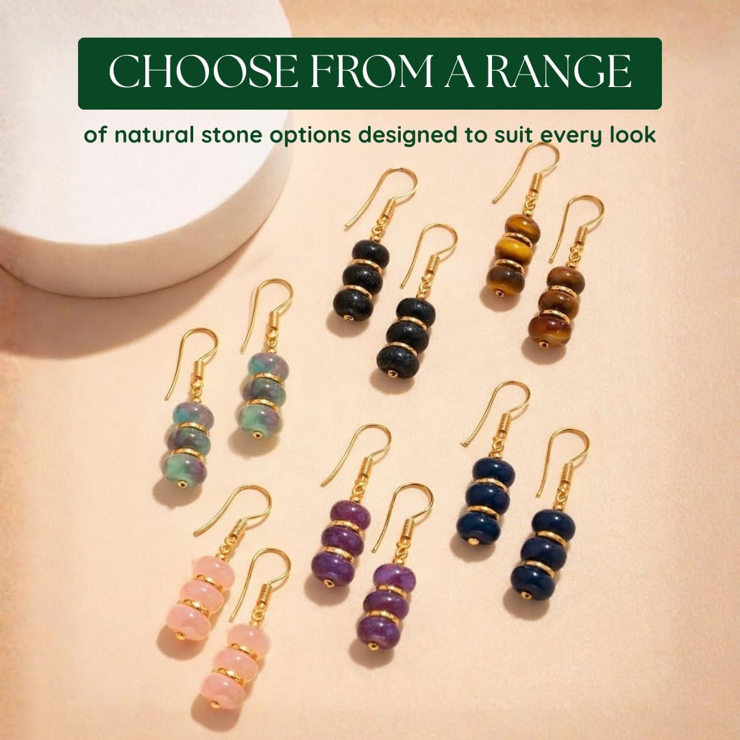 Gempires Beaded Gemstone Dangle Earrings for Women, Boho Gold Birthstone