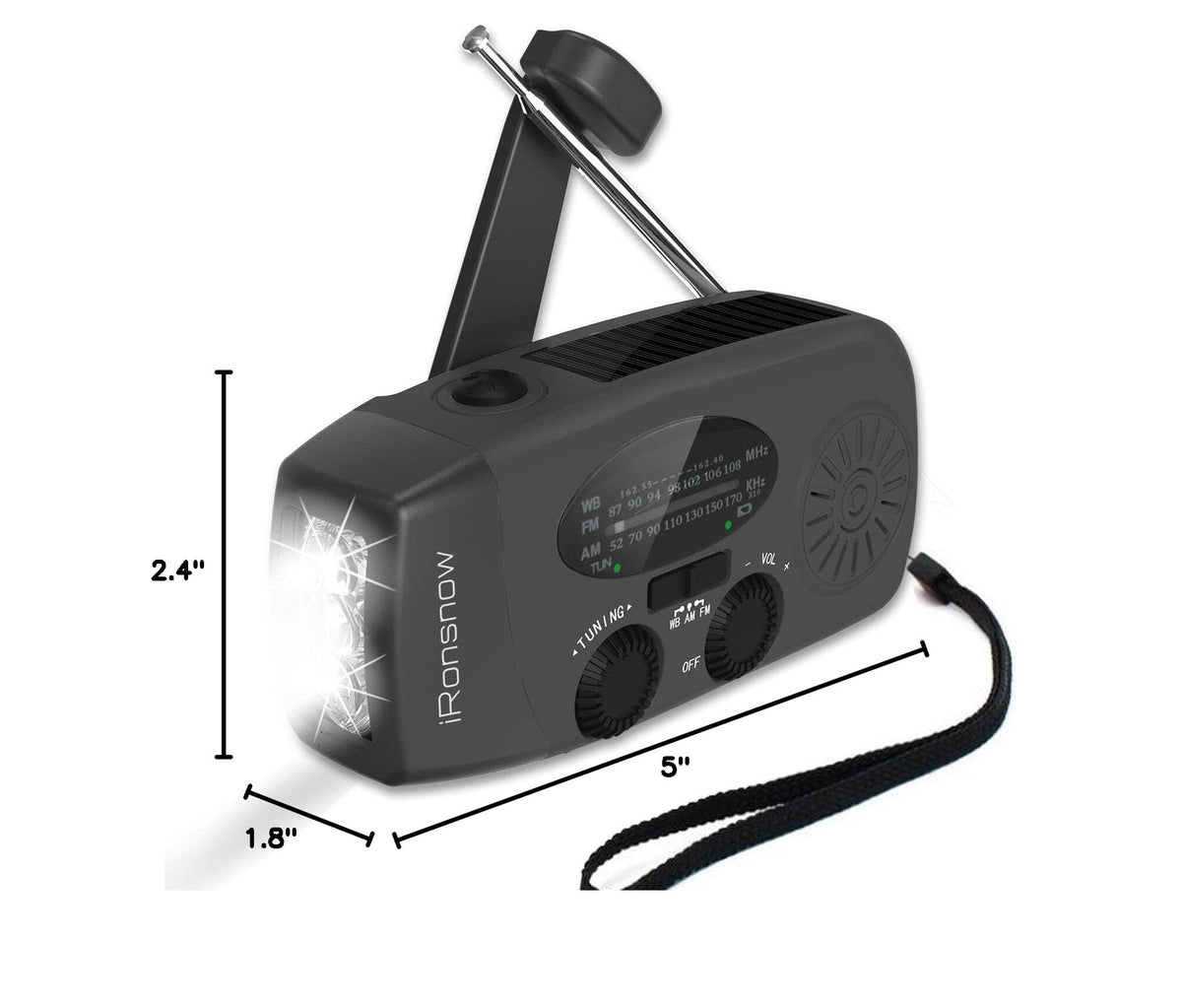2000mAh Wind Up Solar Radio, Emergency Weather Radio,FM/AM Hand Crank Radio