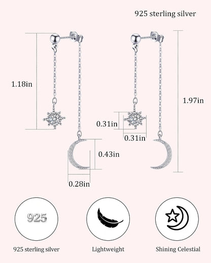 Moon and Star Dangle Earrings