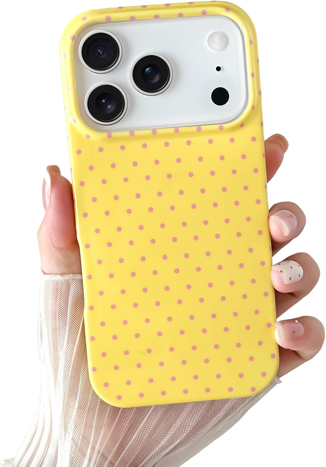 Yeddabox for iPhone 15 Case Cute Polka Dot Phone Case Soft TPU Slim Shockproof Phone Cover for Women Girls, Blue