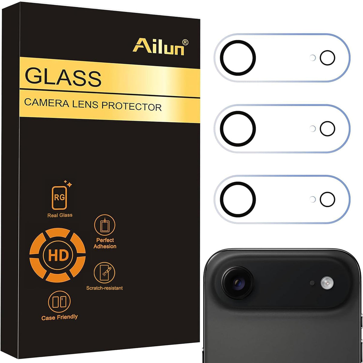Ailun 3 Pack Camera Lens Protector for iPhone 17 Pro Max, Tempered Glass
