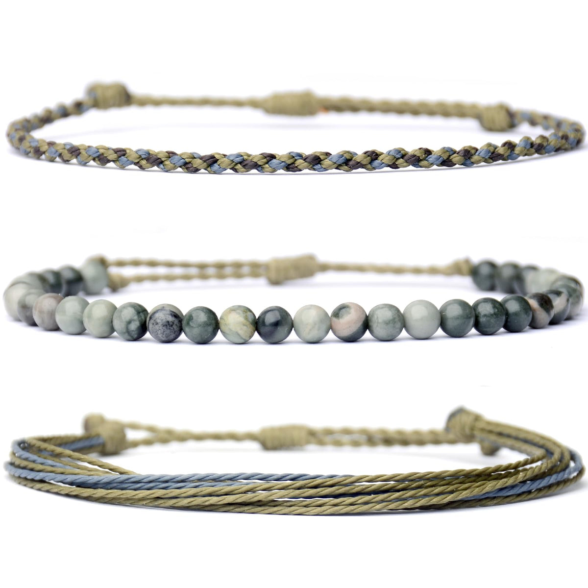 Mezcla Vida Handmade Natural Stone Beaded Healing Bracelet Gift for Men Adjustable Rope String Bracelet