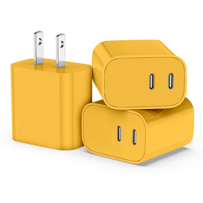 USB C Charger Block 3 Pack, Dual Port 20W Fast Wall Plug