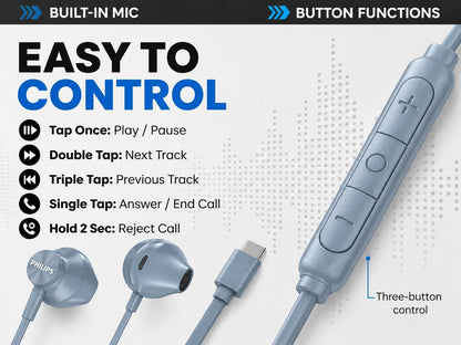 PHILIPS SHE3590BL/28 in-Ear Headphones, Blue