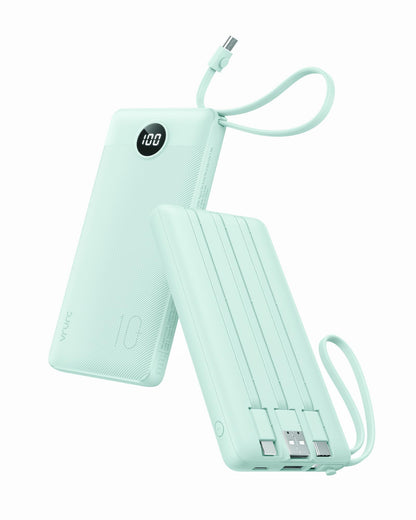 VRURC Portable Charger, Built in 4 Cables & Lanyard Power Bank 10000mAh