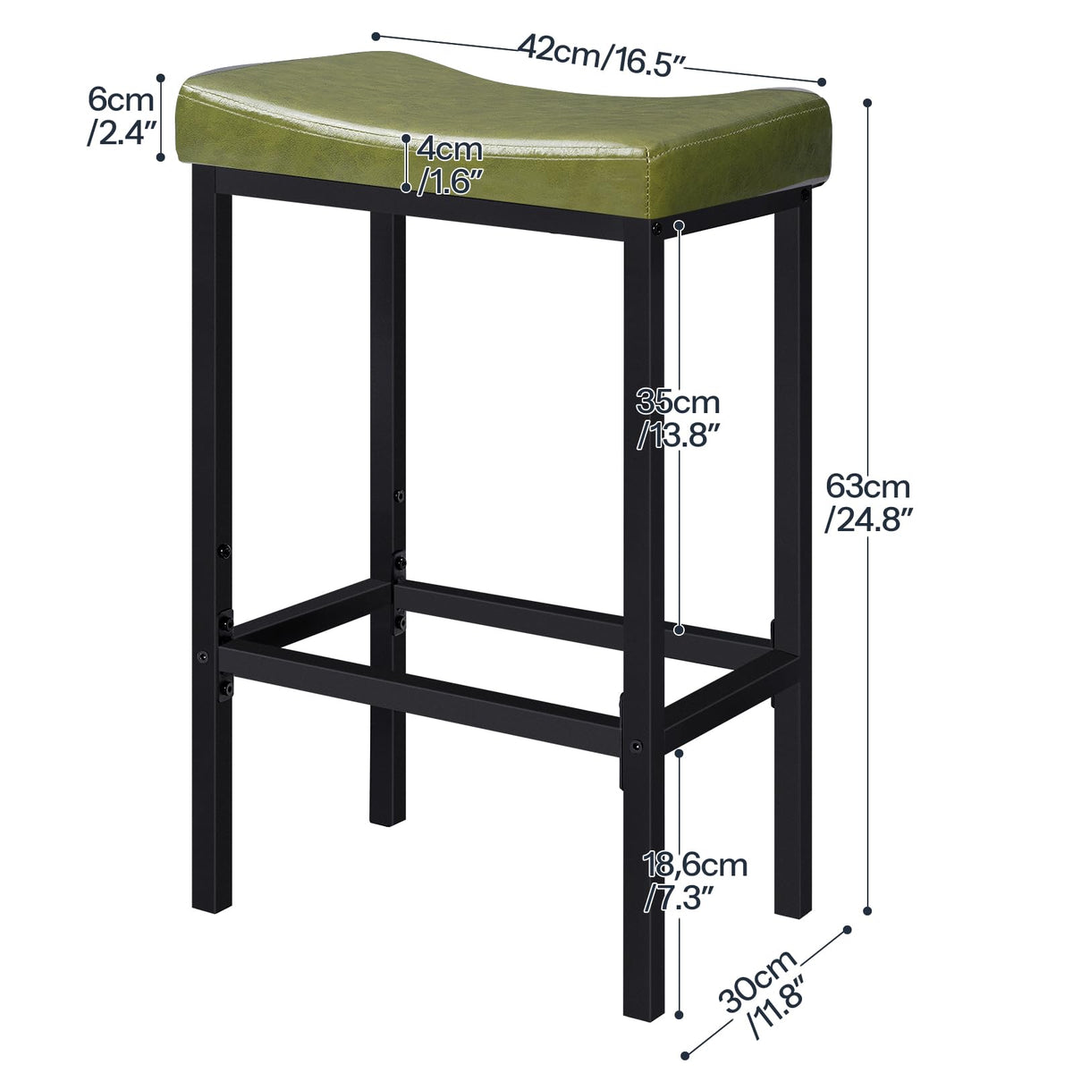 HOOBRO Bar Stools, Set of 2 Bar Chairs, Counter Height Stools, Saddle Barstools with Curved Surface, 24.8 Inches, 2.4" Thick Upholstery, for Kitchen, Dining Room, Cafe Black BB10BY01