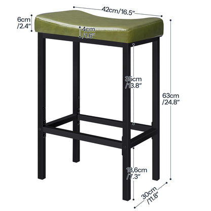 HOOBRO Bar Stools, Set of 2 Bar Chairs, Counter Height Stools, Saddle Barstools with Curved Surface, 24.8 Inches, 2.4" Thick Upholstery, for Kitchen, Dining Room, Cafe Black BB10BY01