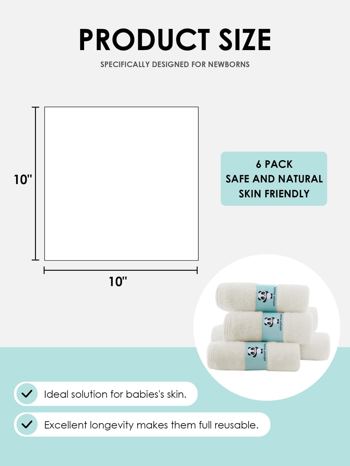 HIPHOP PANDA Soft Baby Washcloths, 2-Layer, 30 Pack Newborn Gift Set