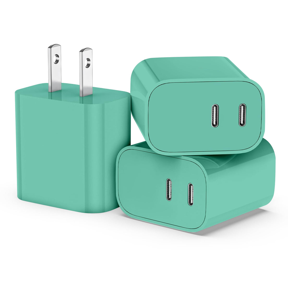 USB C Charger Block 3 Pack, Dual Port 20W Fast Wall Plug