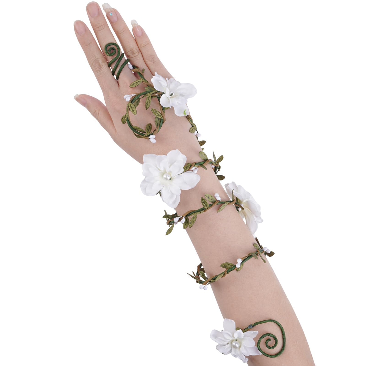 FRESHME Renaissance Fairy Floral Arm Wrap - 1 PC Elf Bracelet Mother Nature Costume Poison Ivy Costume Renfaire Accessories