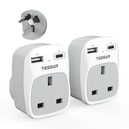 TESSAN UK to South Africa Plug Adapter, Type M Travel Adapter with USB C