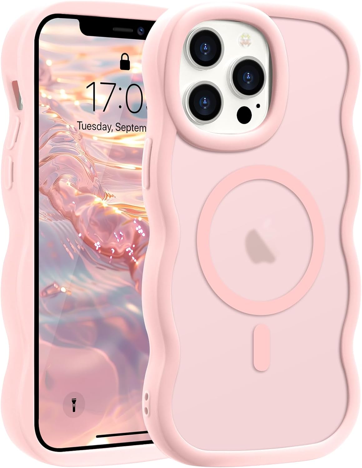 Pepmune for iPhone 16 Pro Max Case Curly Wavy Frame Translucent, Burgundy