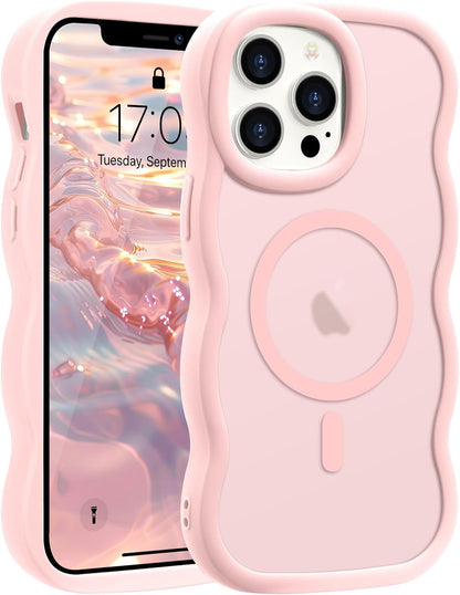 Pepmune for iPhone 16 Pro Max Case Curly Wavy Frame Translucent, Burgundy