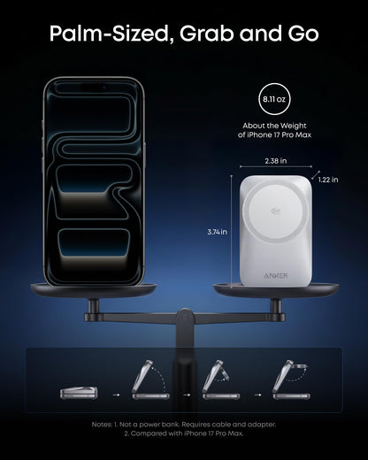 Anker Prime 25W Qi2.2-Certified Palm-Sized 3-in-1 Foldable MagSafe Charger