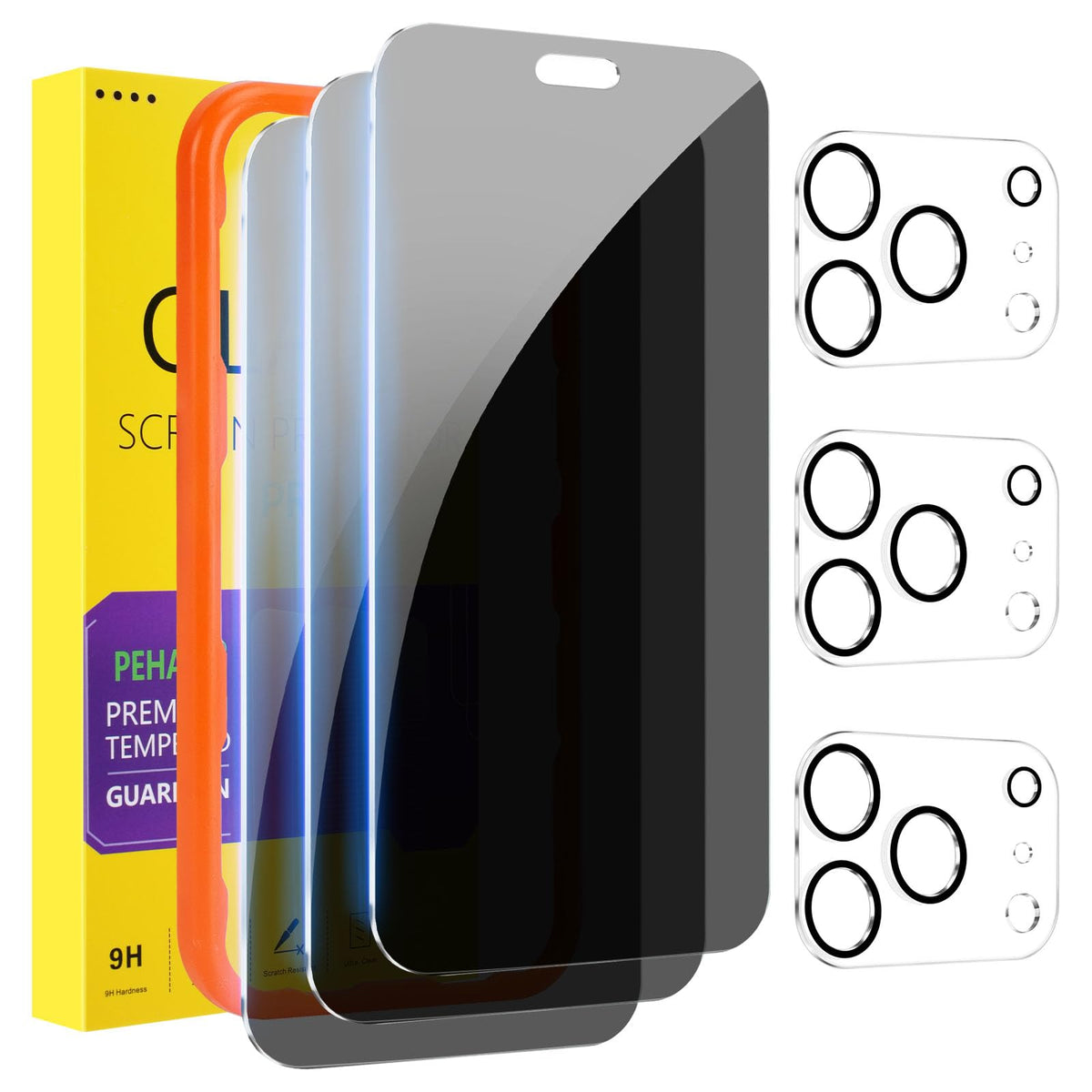 PEHAEL for iPhone 18 Pro Privacy Screen Protector+Camera Lens Protector