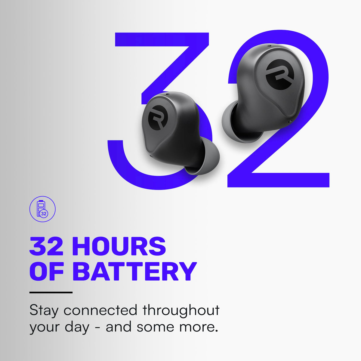 Raycon Everyday Earbuds Plus - Bluetooth True Wireless in-Ear Buds with 32 Hours Playtime, Multipoint Technology, Extreme Comfort, and Active Noise Cancellation (Blue)