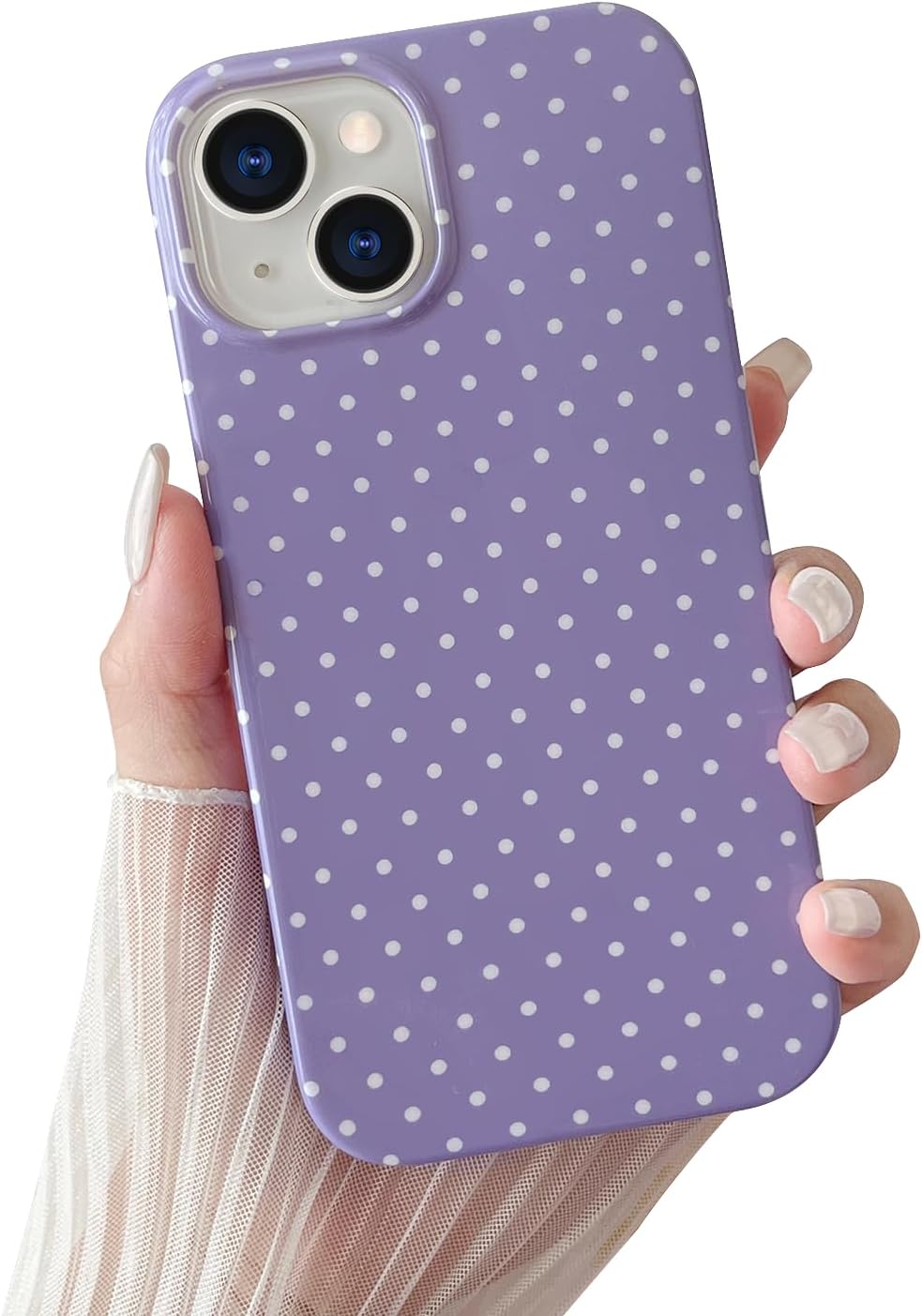 Yeddabox for iPhone 15 Case Cute Polka Dot Phone Case Soft TPU Slim Shockproof Phone Cover for Women Girls, Blue