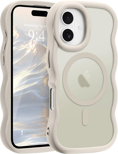 Pepmune for iPhone 16 Pro Max Case Curly Wavy Frame Translucent, Burgundy
