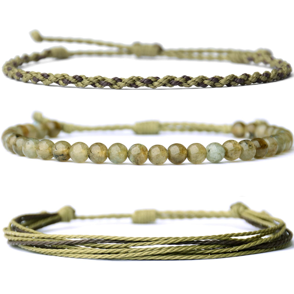 Mezcla Vida Handmade Natural Stone Beaded Healing Bracelet Gift for Men Adjustable Rope String Bracelet