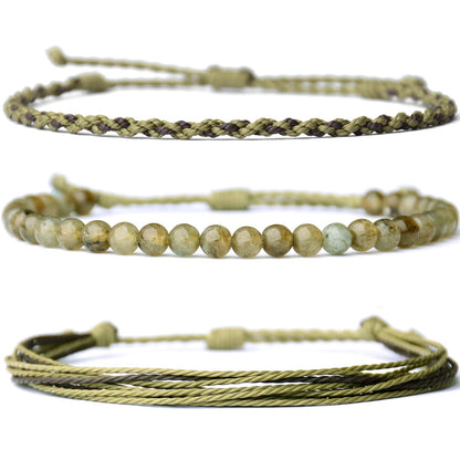 Mezcla Vida Handmade Natural Stone Beaded Healing Bracelet Gift for Men Adjustable Rope String Bracelet