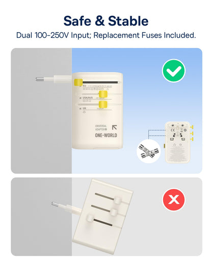 Baseus 70W Universal Travel Adapter, 6-in-1 International Plug Adapter