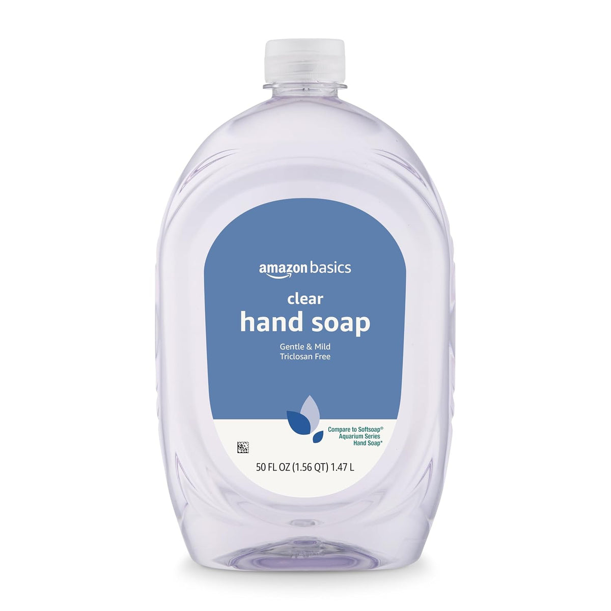 Amazon Basics Gentle & Mild Clear Liquid Hand Soap Refill, Triclosan-Free, Dermatologist-Tested, pH Balanced, Cruelty-Free, 50 Fluid Ounces, 1-Pack (Previously Solimo)