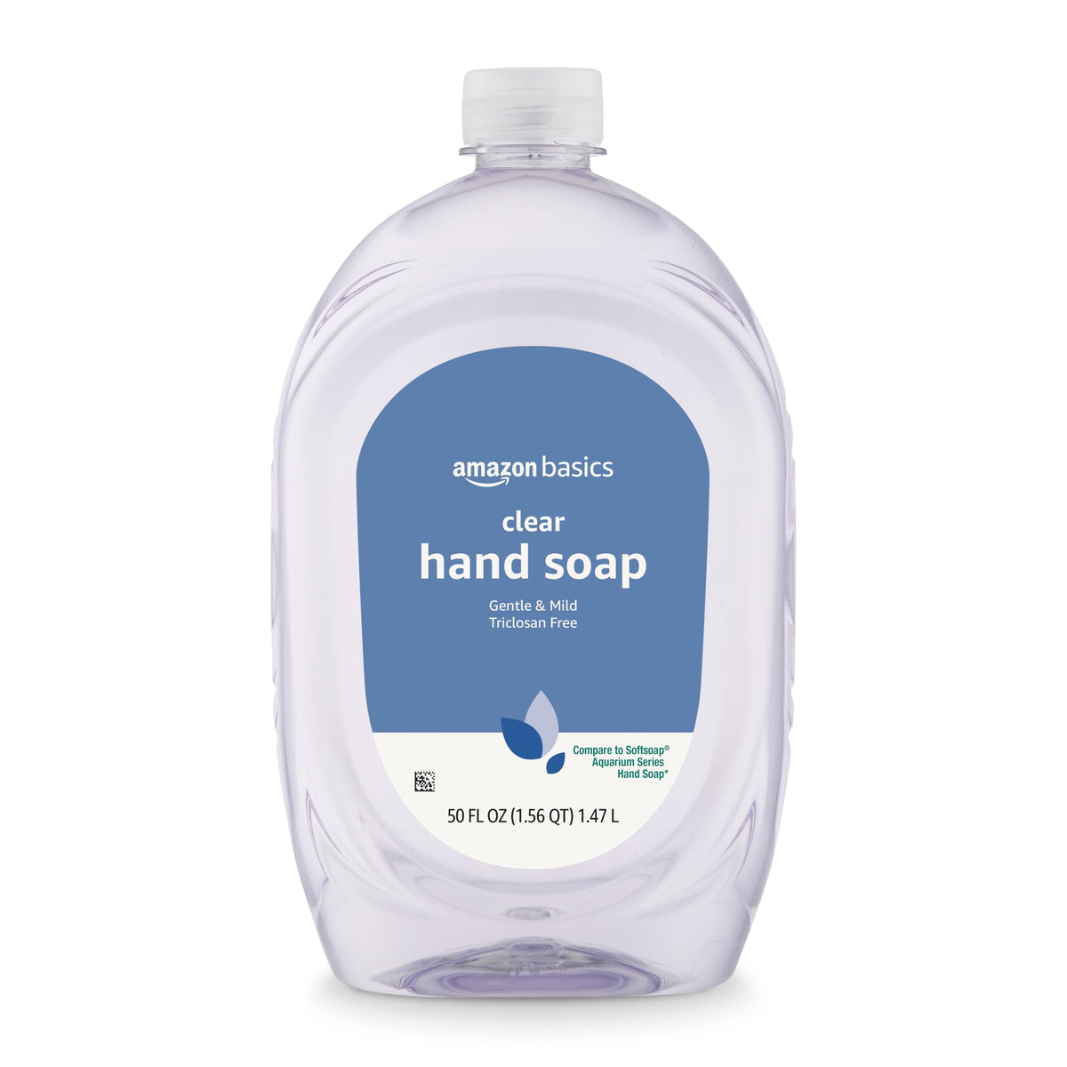Amazon Basics Gentle & Mild Clear Liquid Hand Soap Refill, Triclosan-Free, Dermatologist-Tested, pH Balanced, Cruelty-Free, 50 Fluid Ounces, 1-Pack (Previously Solimo)