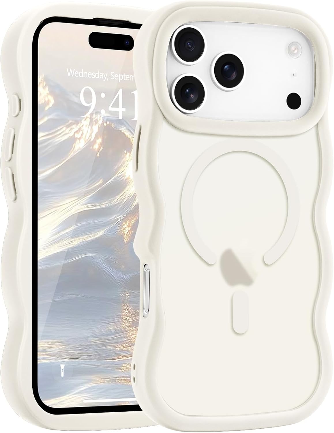 Pepmune for iPhone 16 Pro Max Case Curly Wavy Frame Translucent, Burgundy