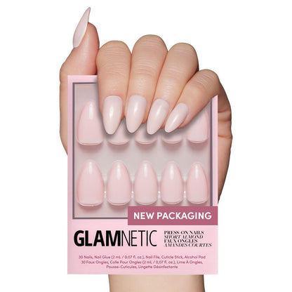 Glamnetic Press On Nails, Short Almond Glossy, Fake Nails 24pc Nail Kit
