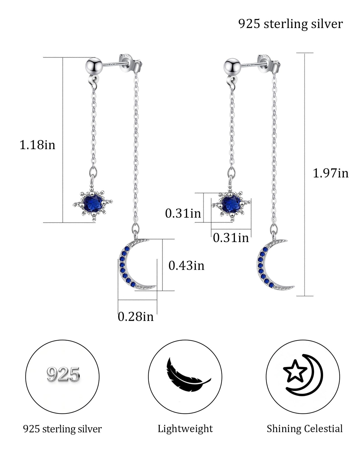Moon and Star Dangle Earrings