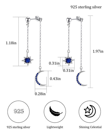 Moon and Star Dangle Earrings