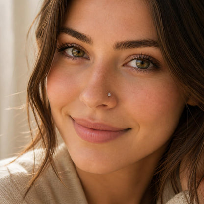 925 Sterling Silver Nose Ring Stud for Women, 18G/20G/22G/24G, L Shaped