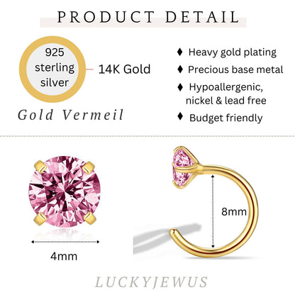 925 Sterling Silver Small Huggie Half Hoop Earrings for Women