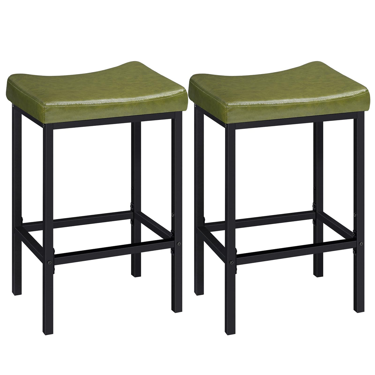 HOOBRO Bar Stools, Set of 2 Bar Chairs, Counter Height Stools, Saddle Barstools with Curved Surface, 24.8 Inches, 2.4" Thick Upholstery, for Kitchen, Dining Room, Cafe Black BB10BY01
