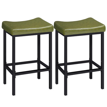HOOBRO Bar Stools, Set of 2 Bar Chairs, Counter Height Stools, Saddle Barstools with Curved Surface, 24.8 Inches, 2.4" Thick Upholstery, for Kitchen, Dining Room, Cafe Black BB10BY01