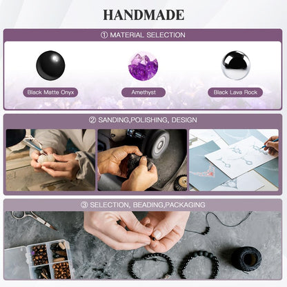 Triple Protection Bracelet - for Protect & Balance - Energy Crystal Handmade Bracelets for Men Women