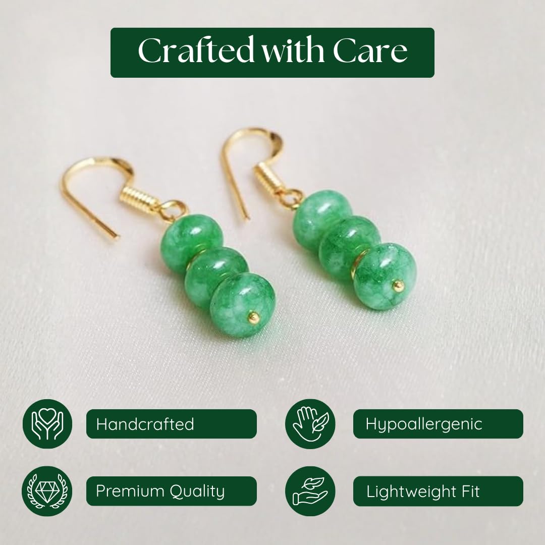 Gempires Beaded Gemstone Dangle Earrings for Women, Boho Gold Birthstone