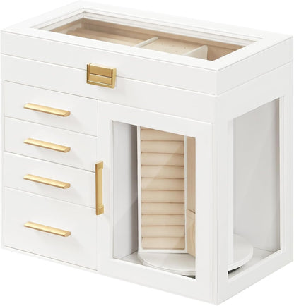 HOOBRO Jewelry Box with 360° Rotating Turntable, 5-Tier Jewelry Organizer