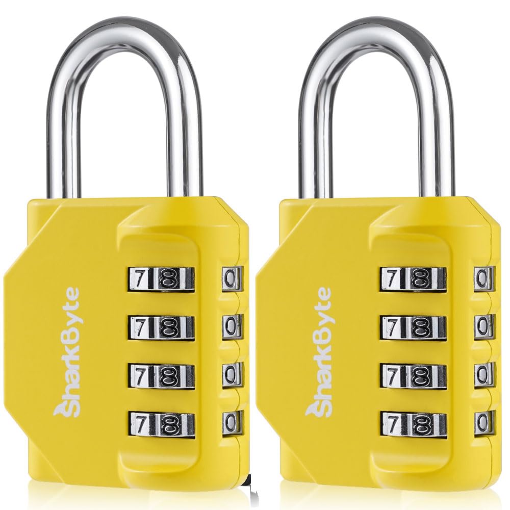 SharkByte Heavy Duty Combination Padlock – 4-Digit Weatherproof Outdoor Lock with Stainless Steel Shackle, Anti-Rust Resettable Code for Gym, School, Locker, Shed, Toolbox, Gate & Warehouse - Purple