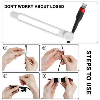 Silicone Cable Ties, Cord Organizer Cable Management,2Sizes-Grey