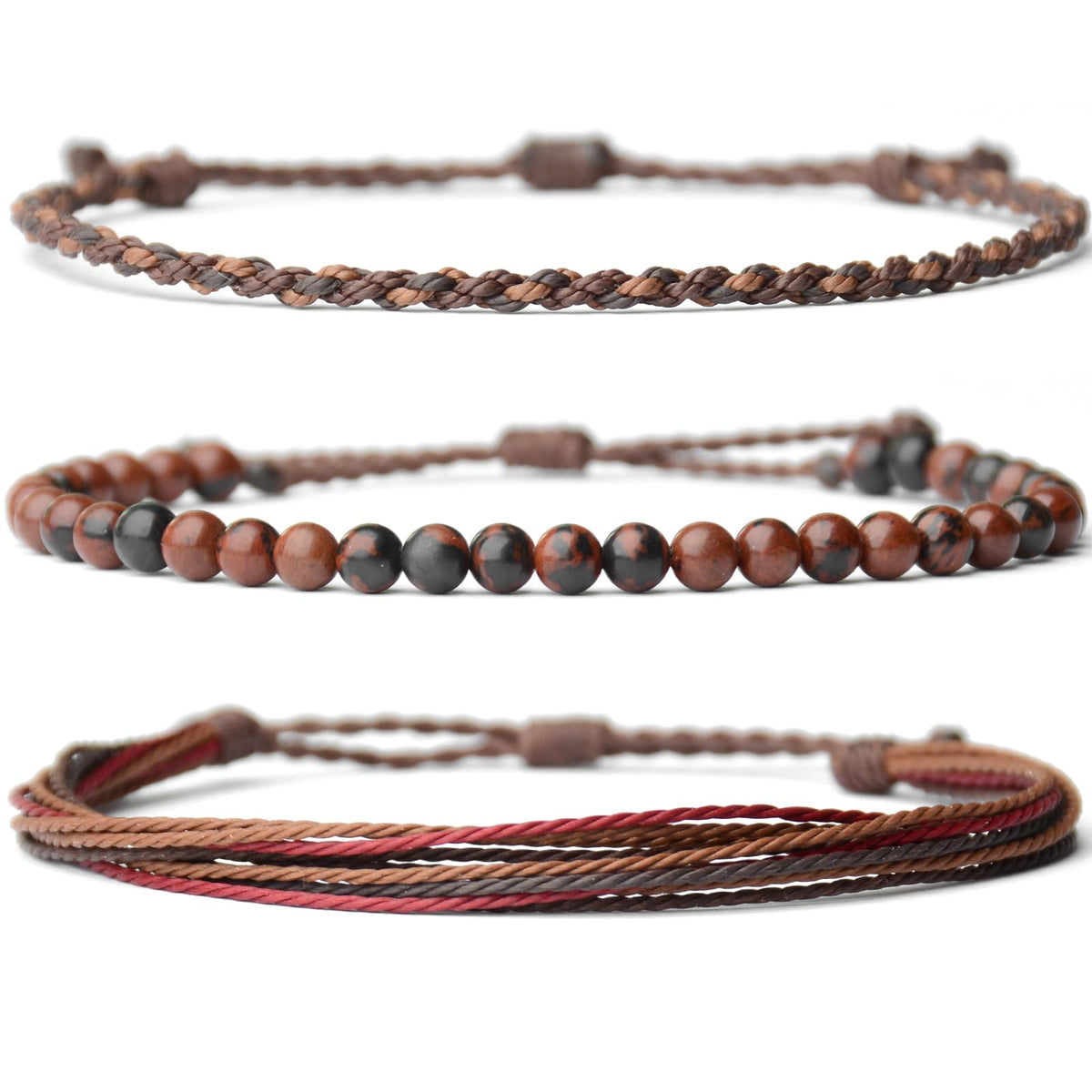 Mezcla Vida Handmade Natural Stone Beaded Healing Bracelet Gift for Men Adjustable Rope String Bracelet
