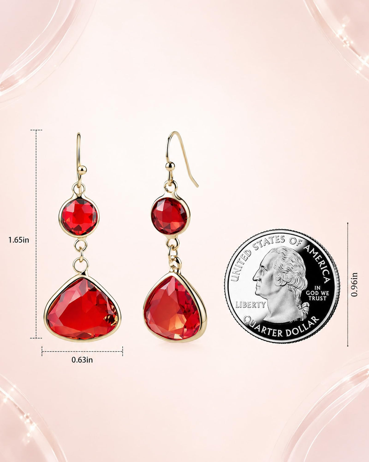 Handmade Dangle Drop Birthstone Earrings 14K Gold - Plated Hypoallergenic Lightweight & Comfortable Elegant Gemstone Earrings for Women