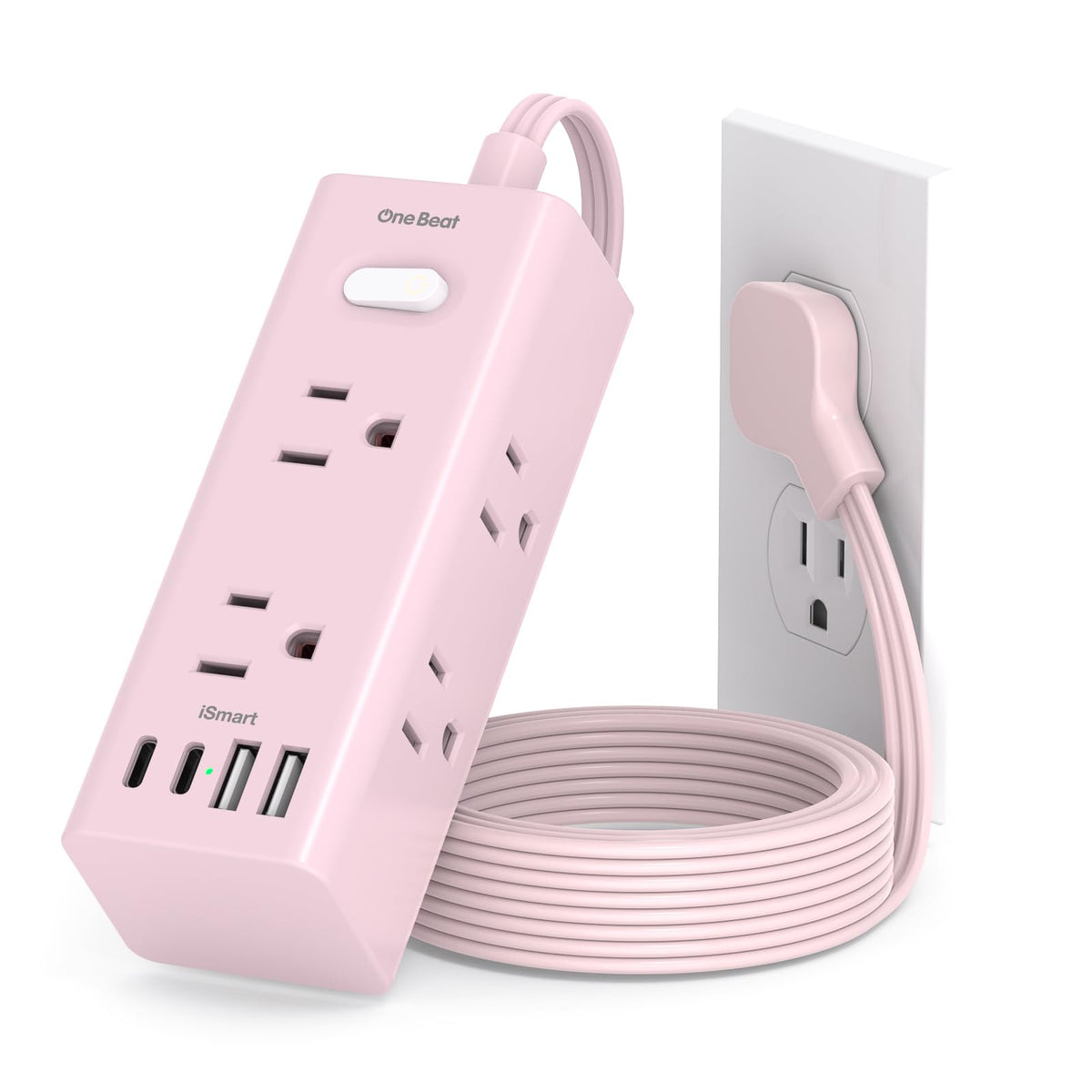 One Beat 5Ft Extension Cord with Multiple Outlets,Flat Plug Power Strip